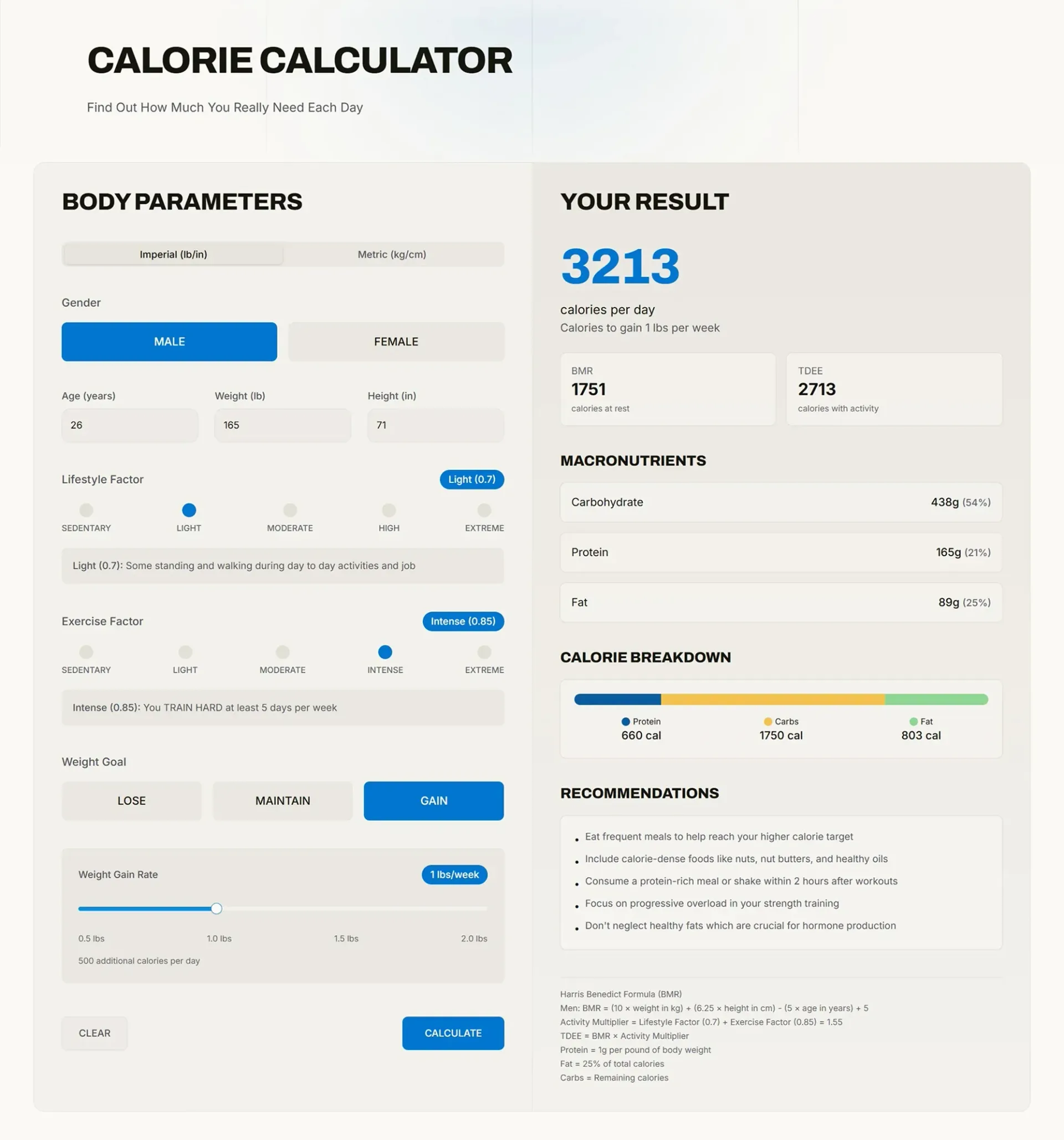 The free calorie calculator