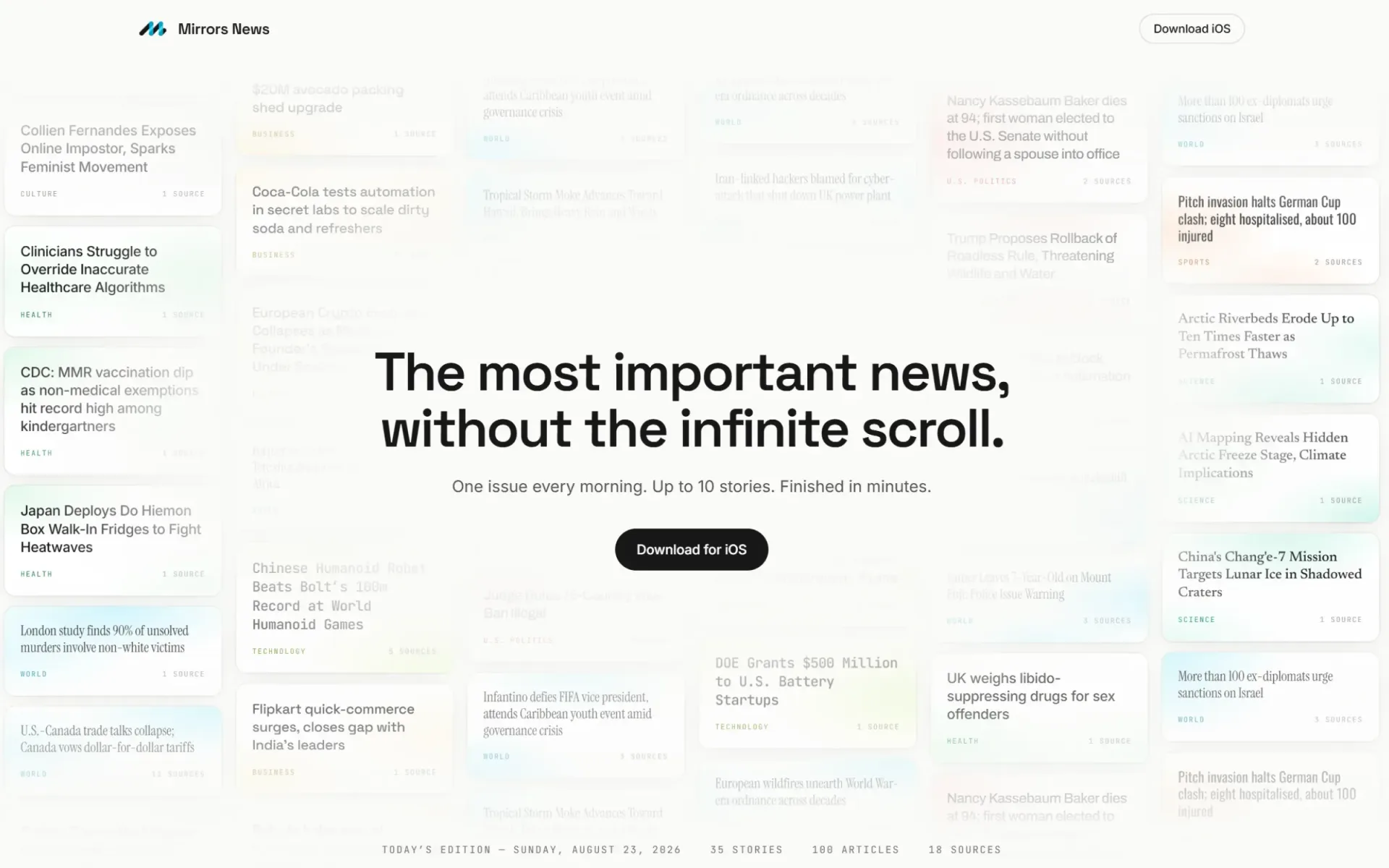Mirrors News daily edition app